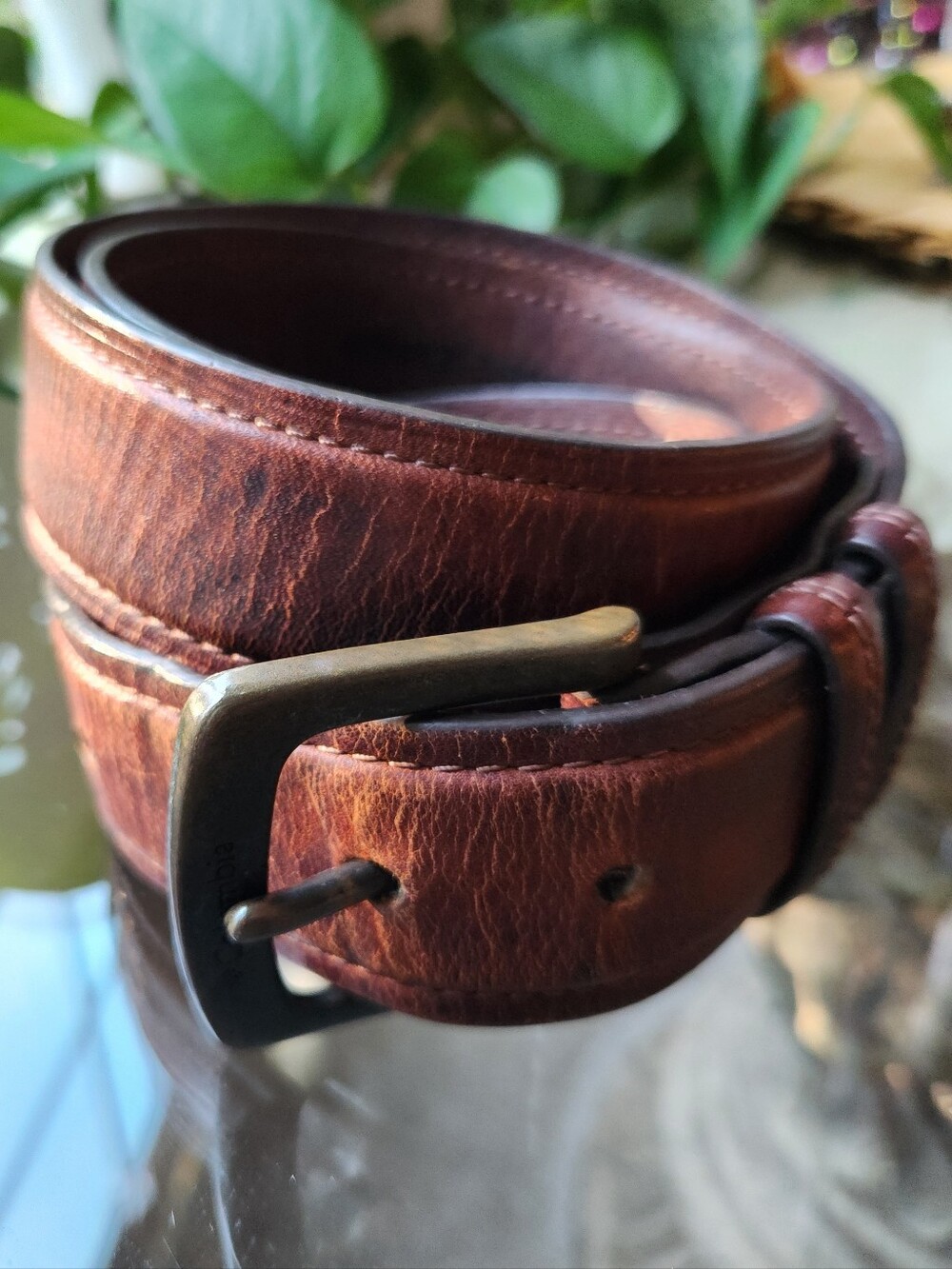 Columbia Double Loop Bridle Belt Mens 38 Brown Leather Casual 11CO02A9 Hiking